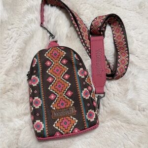 Wrangler Pink and Brown Patterned Women's Bag